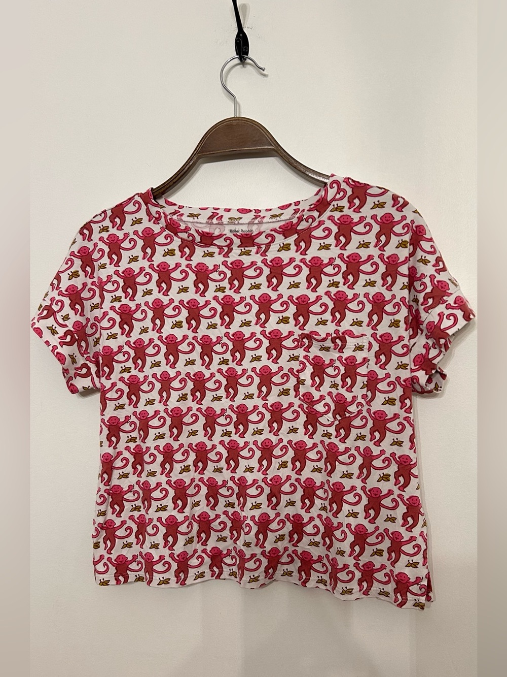 ROLLER RABBIT 100% PIMA COTTON TEE SHIRT CROPPED WITH POCKET